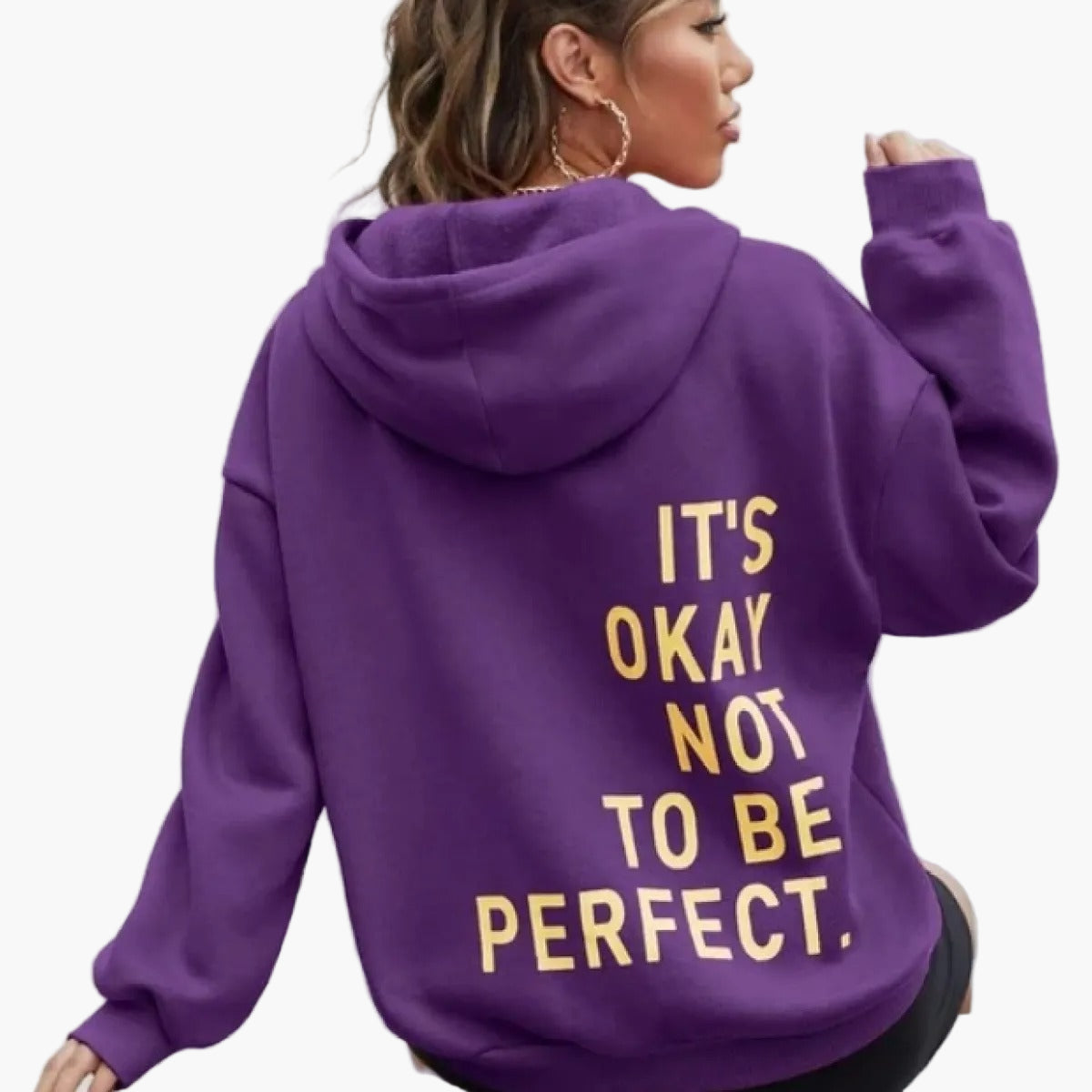 Damen Oversized Hoodie mit Spruch – Streetwear Pullover für Herbst und Winter, Motiv: It's Okay Not To Be Perfect