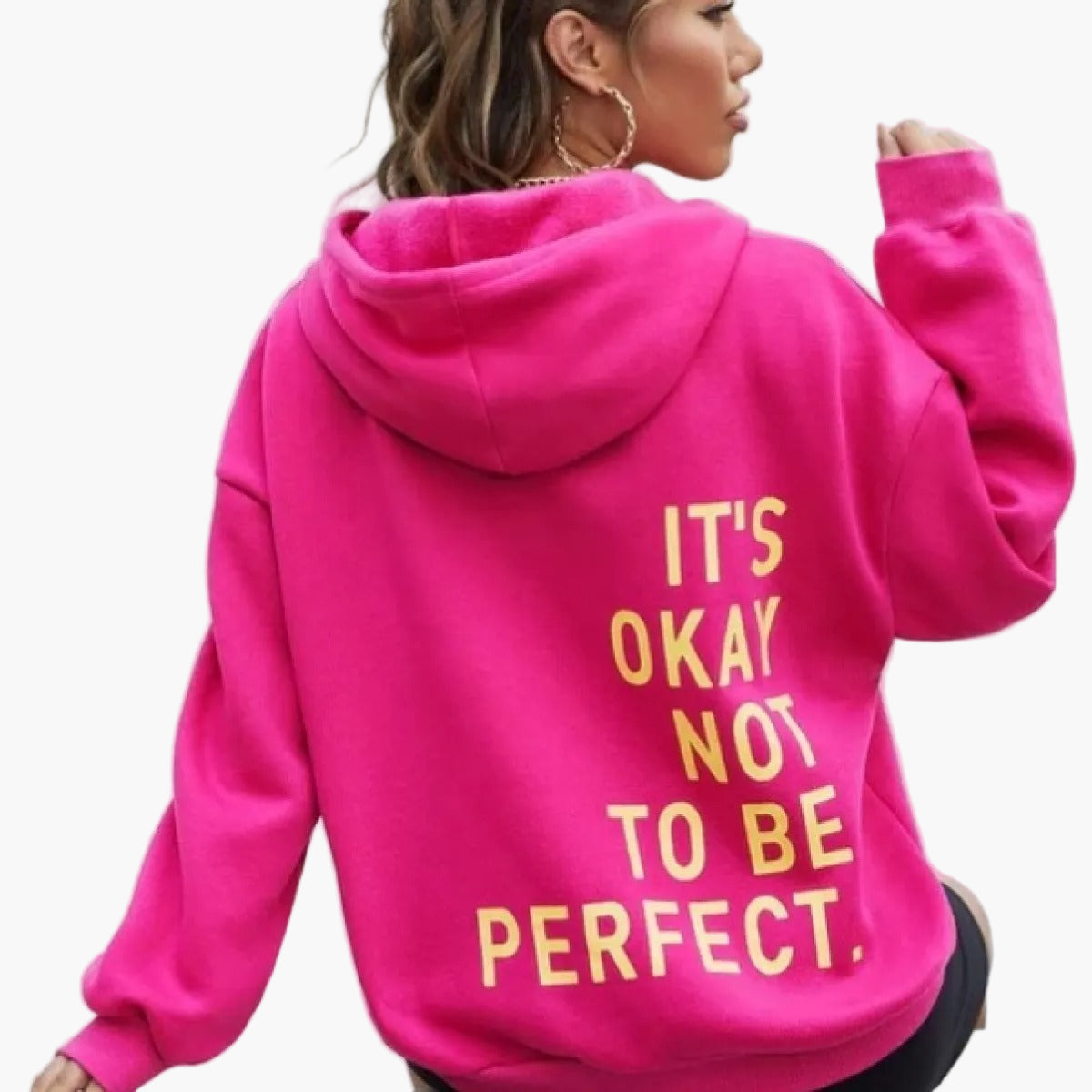 Damen Oversized Hoodie mit Spruch – Streetwear Pullover für Herbst und Winter, Motiv: It's Okay Not To Be Perfect