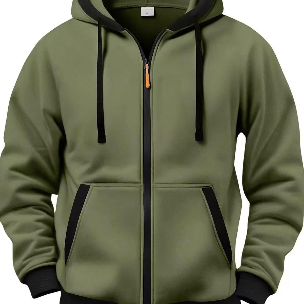 Unisex Kapuzenjacke mit Reißverschluss, kontrastierender Kapuze und Bündchen, seitliche Taschen