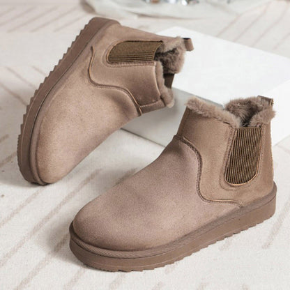 Damen Warme Winterstiefel Stiefeletten mit flauschigem Futter, einfarbig, bequem