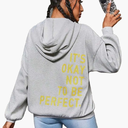 Damen Oversized Hoodie mit Spruch – Streetwear Pullover für Herbst und Winter, Motiv: It's Okay Not To Be Perfect