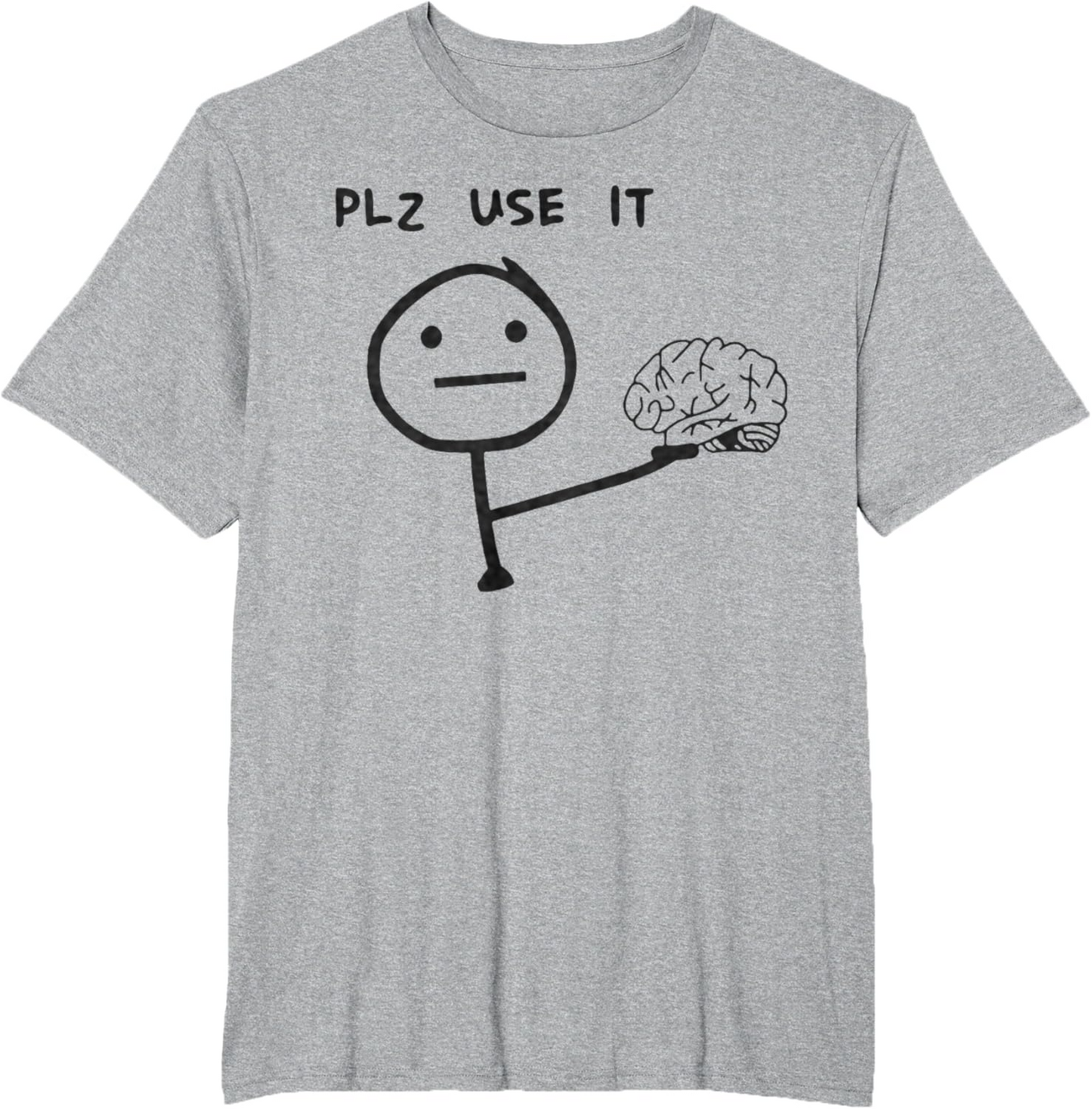 Herren T-Shirt mit lustigem Meme-Print – „PLZ USE IT“ Brain Comic, Casual Streetwear