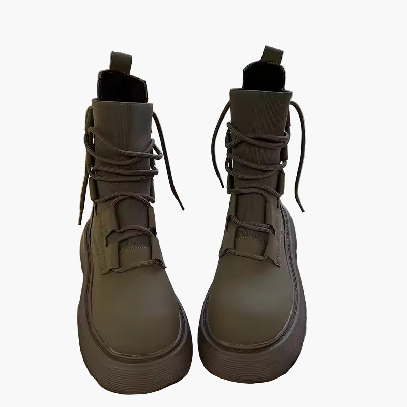 Damen Plateau-Sneaker mit Frontschnürung – Modische High-Top Freizeitschuhe für Alltag & Streetstyle