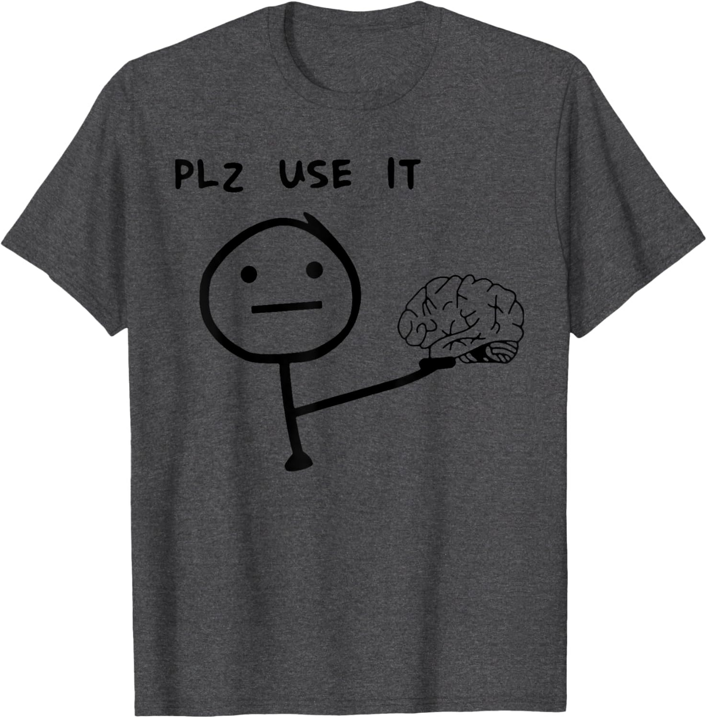 Herren T-Shirt mit lustigem Meme-Print – „PLZ USE IT“ Brain Comic, Casual Streetwear