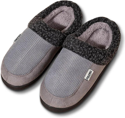 Unisex Winterhausschuhe gerippt mit weichem Futter Grau