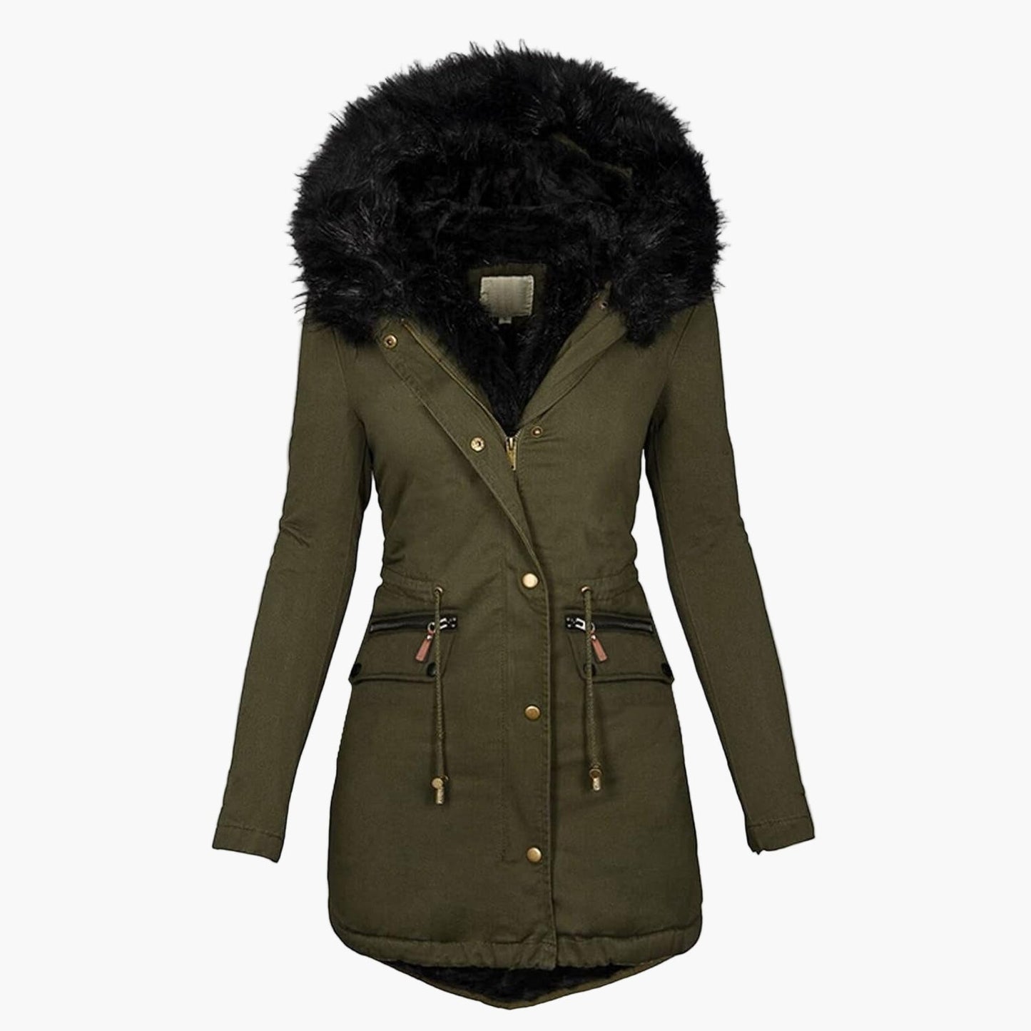 Damen Winterparka mit Kunstfellkapuze – Eleganter, warmer Mantel im europäischen Stil für kalte Tage