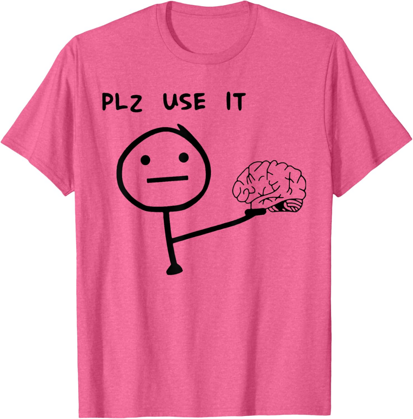 Herren T-Shirt mit lustigem Meme-Print – „PLZ USE IT“ Brain Comic, Casual Streetwear