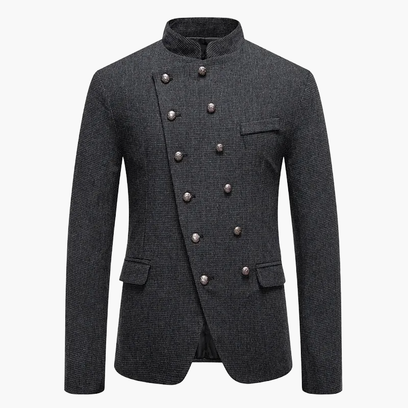 Herren Modernes Stehkragen Sakko mit Doppelreihigen Knöpfen – Elegantes Business & Party Outfit