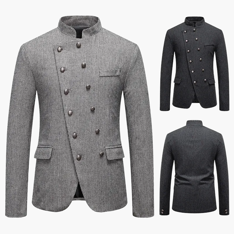 Herren Modernes Stehkragen Sakko mit Doppelreihigen Knöpfen – Elegantes Business & Party Outfit