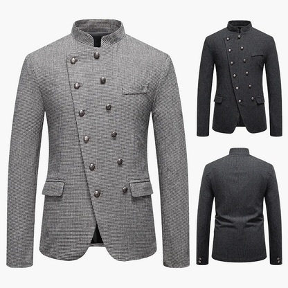 Herren Modernes Stehkragen Sakko mit Doppelreihigen Knöpfen – Elegantes Business & Party Outfit