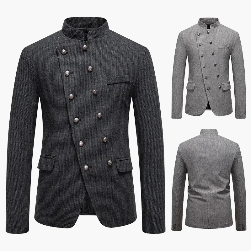 Herren Modernes Stehkragen Sakko mit Doppelreihigen Knöpfen – Elegantes Business & Party Outfit
