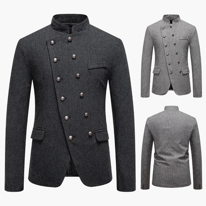 Herren Modernes Stehkragen Sakko mit Doppelreihigen Knöpfen – Elegantes Business & Party Outfit