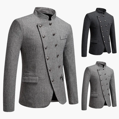 Herren Modernes Stehkragen Sakko mit Doppelreihigen Knöpfen – Elegantes Business & Party Outfit