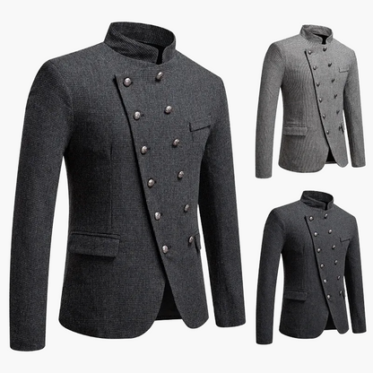 Herren Modernes Stehkragen Sakko mit Doppelreihigen Knöpfen – Elegantes Business & Party Outfit