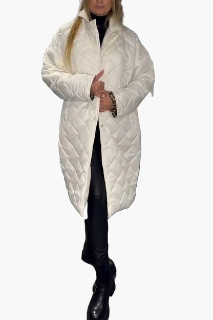 Damen Steppmantel im Wendedesign – Eleganter Wintermantel mit Leo-Print, modisch & warm für Alltag und Freizeit