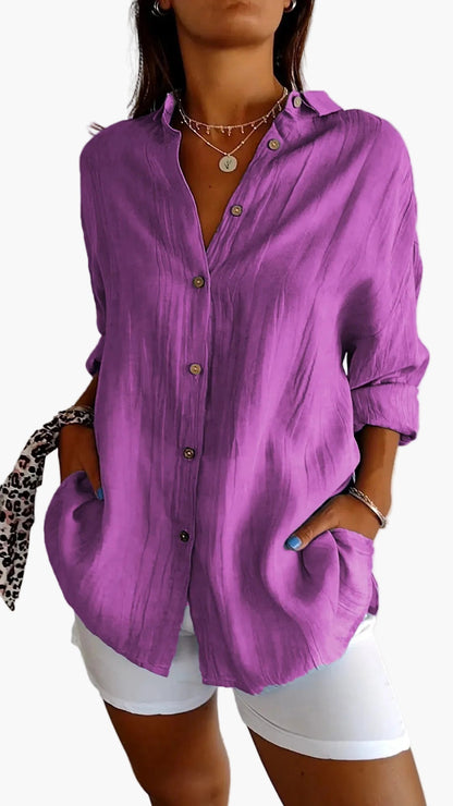 Damen-Freizeitbluse im Oversize-Look mit praktischen Seitentaschen