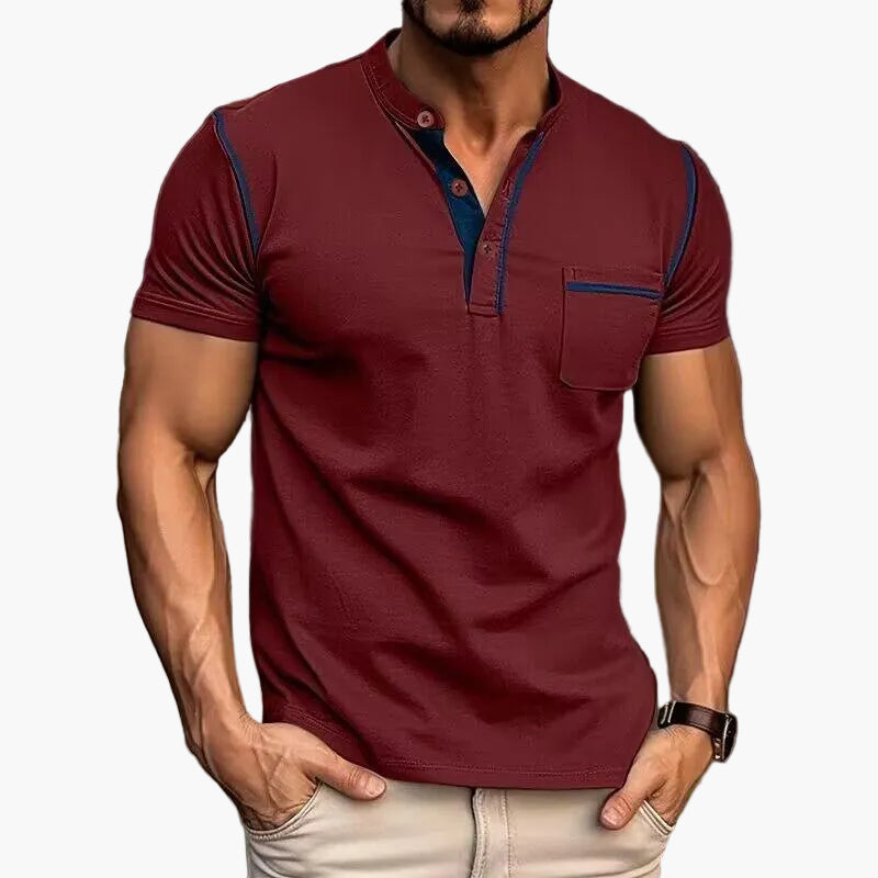 Herren Freizeit Henley Shirt mit Farbakzent und Kurzarm – Stilvolles T-Shirt für Alltag und Sport