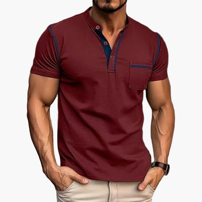 Herren Freizeit Henley Shirt mit Farbakzent und Kurzarm – Stilvolles T-Shirt für Alltag und Sport