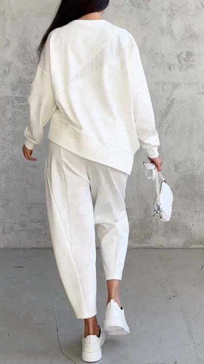 Damen Loungewear Set – Lockeres Freizeit-Outfit mit Sweatshirt und Jogger, ideal für Alltag und Reisen