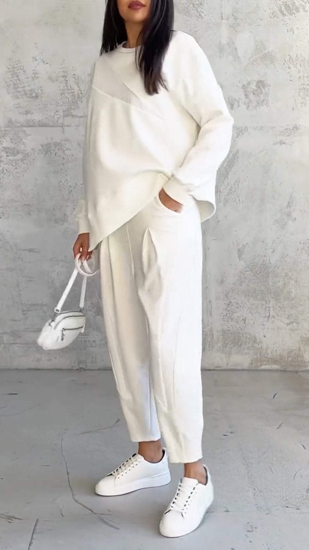 Damen Loungewear Set – Lockeres Freizeit-Outfit mit Sweatshirt und Jogger, ideal für Alltag und Reisen
