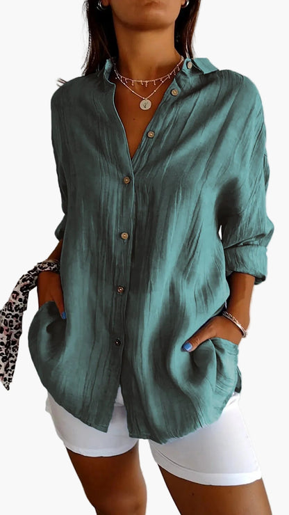 Damen-Freizeitbluse im Oversize-Look mit praktischen Seitentaschen