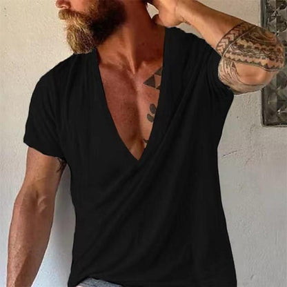 Herren Tief V-Ausschnitt Freizeit T-Shirt Kurzarm – Moderner Look für Alltag & Sommer