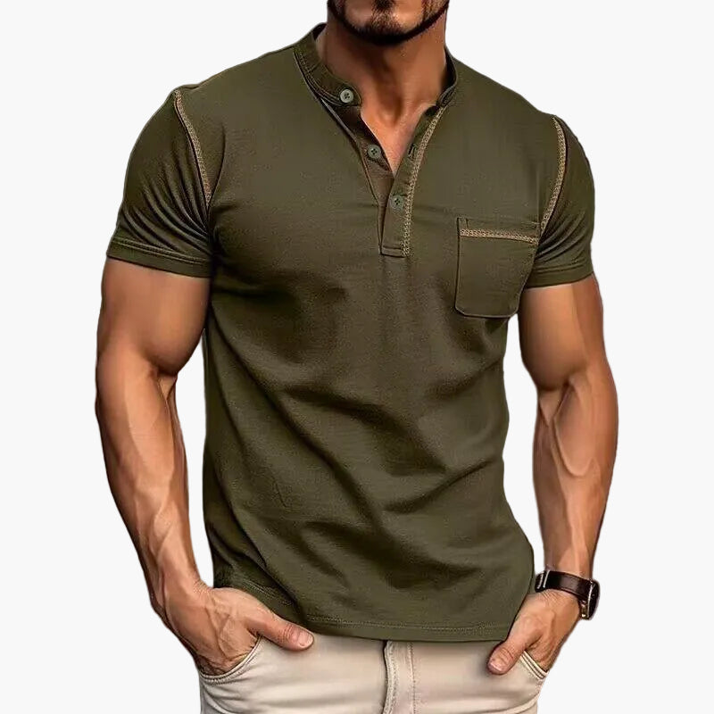 Herren Freizeit Henley Shirt mit Farbakzent und Kurzarm – Stilvolles T-Shirt für Alltag und Sport