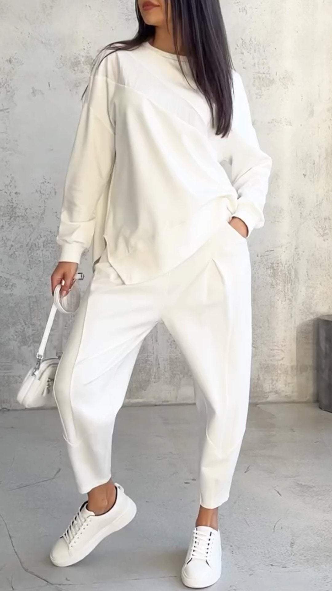 Damen Loungewear Set – Lockeres Freizeit-Outfit mit Sweatshirt und Jogger, ideal für Alltag und Reisen