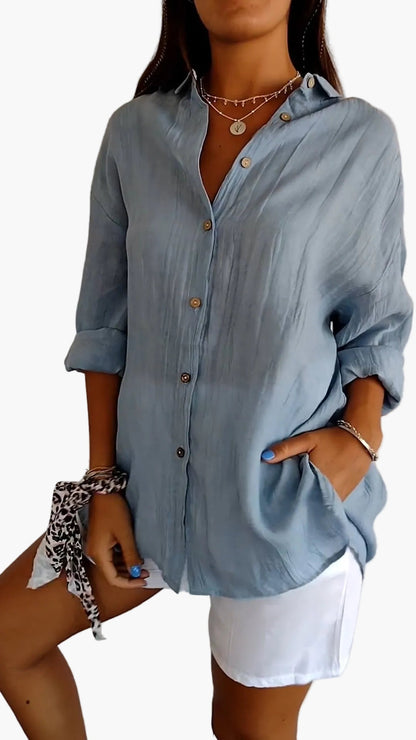 Damen-Freizeitbluse im Oversize-Look mit praktischen Seitentaschen