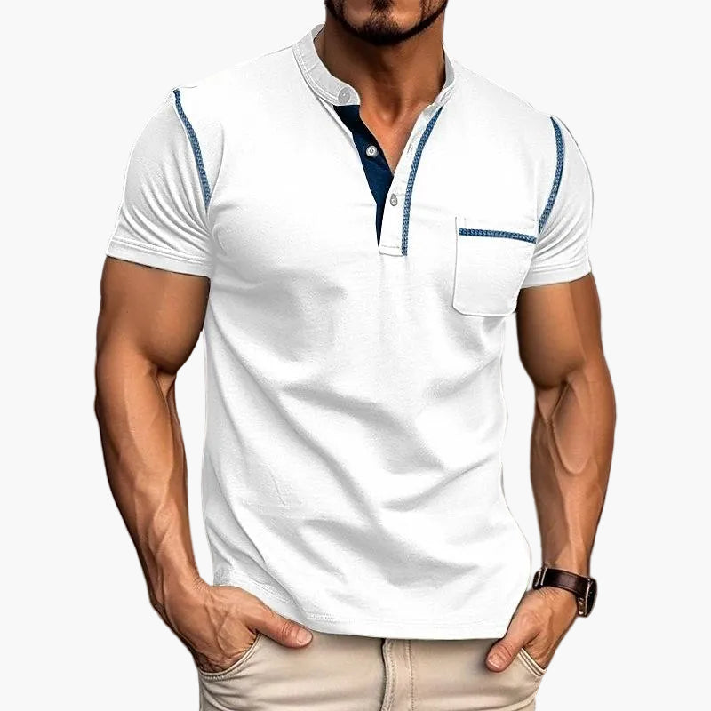 Herren Freizeit Henley Shirt mit Farbakzent und Kurzarm – Stilvolles T-Shirt für Alltag und Sport