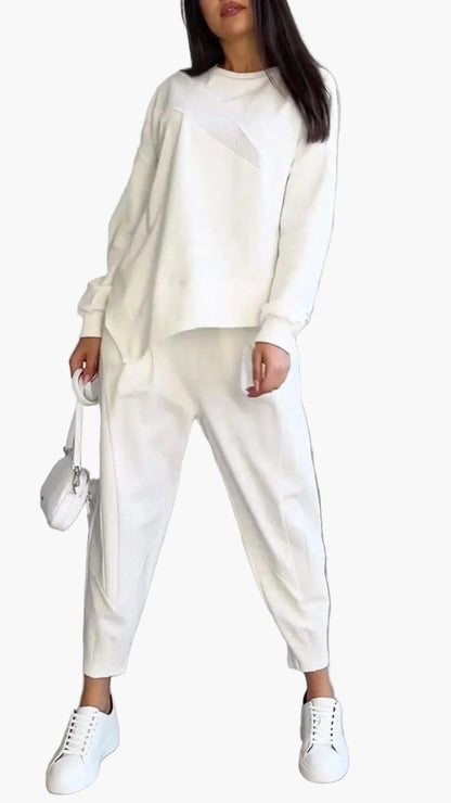 Damen Loungewear Set – Lockeres Freizeit-Outfit mit Sweatshirt und Jogger, ideal für Alltag und Reisen