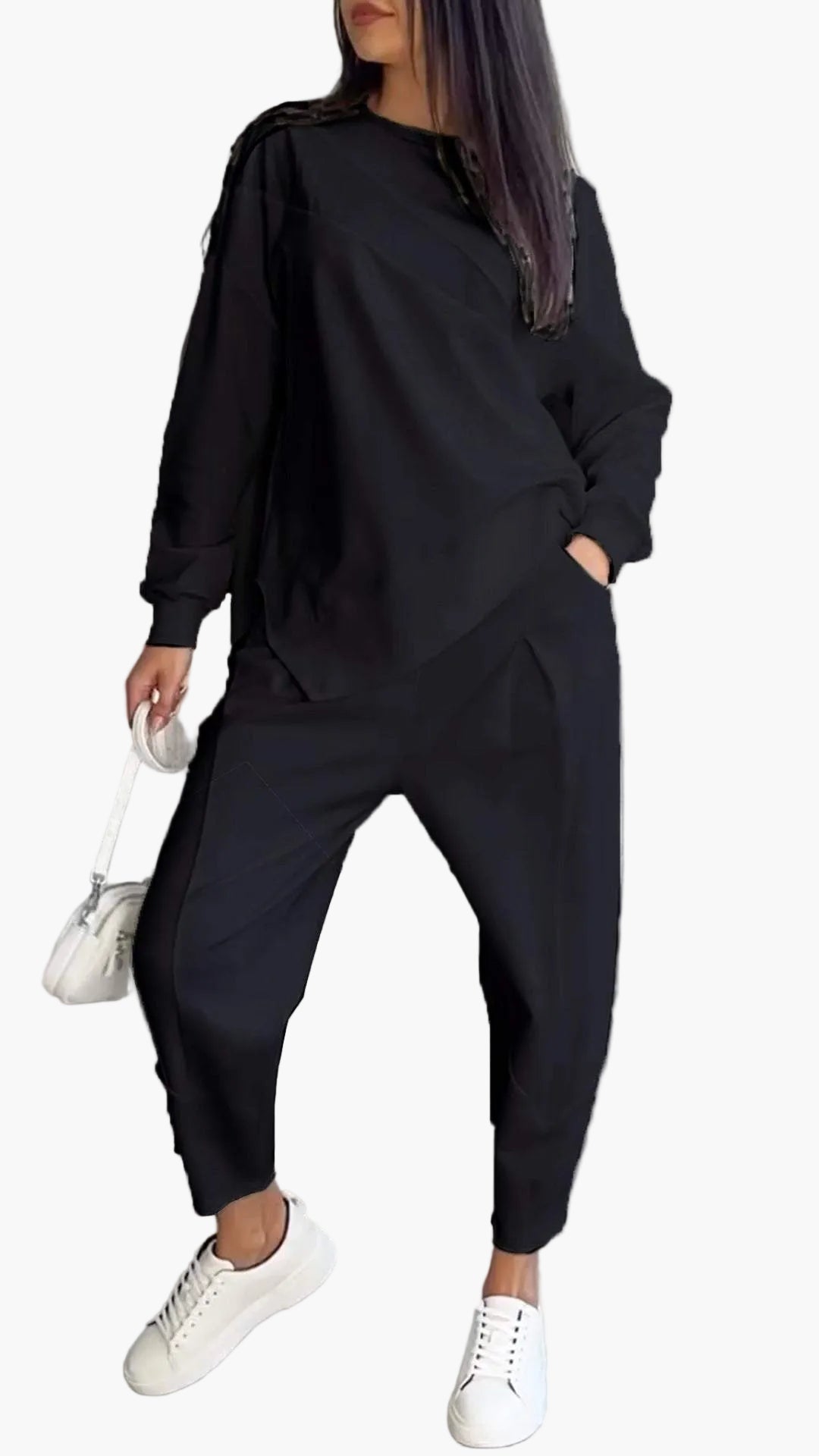 Damen Loungewear Set – Lockeres Freizeit-Outfit mit Sweatshirt und Jogger, ideal für Alltag und Reisen