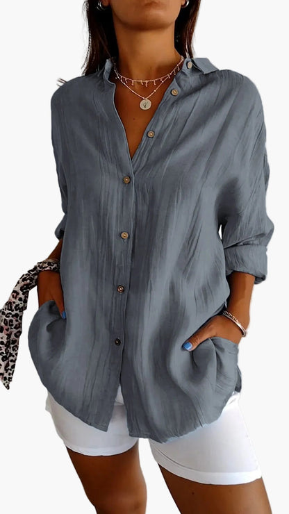 Damen-Freizeitbluse im Oversize-Look mit praktischen Seitentaschen