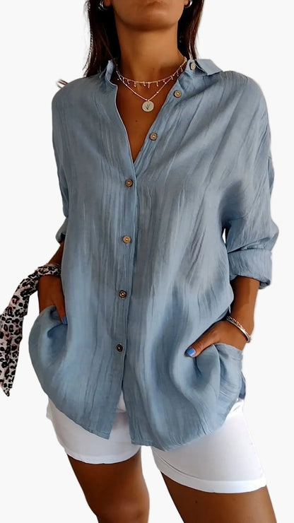 Damen-Freizeitbluse im Oversize-Look mit praktischen Seitentaschen