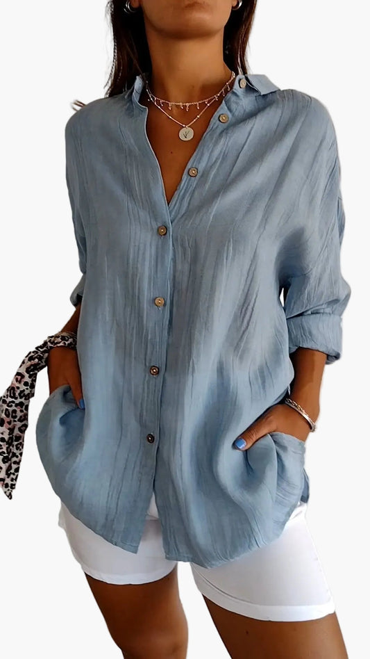 Damen-Freizeitbluse im Oversize-Look mit praktischen Seitentaschen