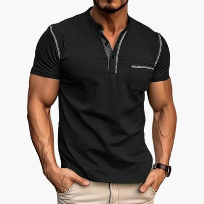 Herren Freizeit Henley Shirt mit Farbakzent und Kurzarm – Stilvolles T-Shirt für Alltag und Sport