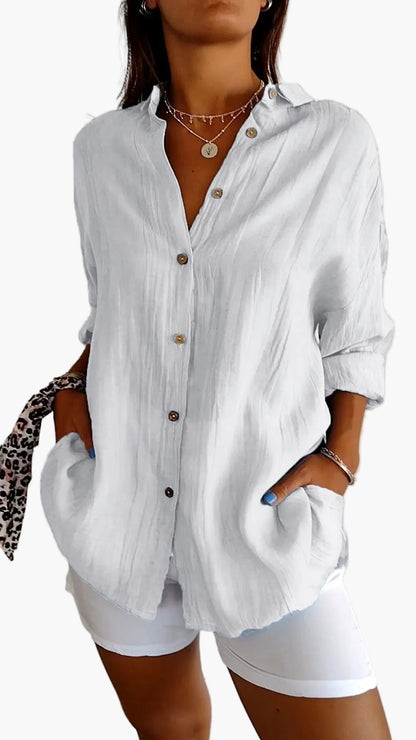 Damen-Freizeitbluse im Oversize-Look mit praktischen Seitentaschen