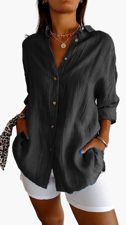 Damen-Freizeitbluse im Oversize-Look mit praktischen Seitentaschen