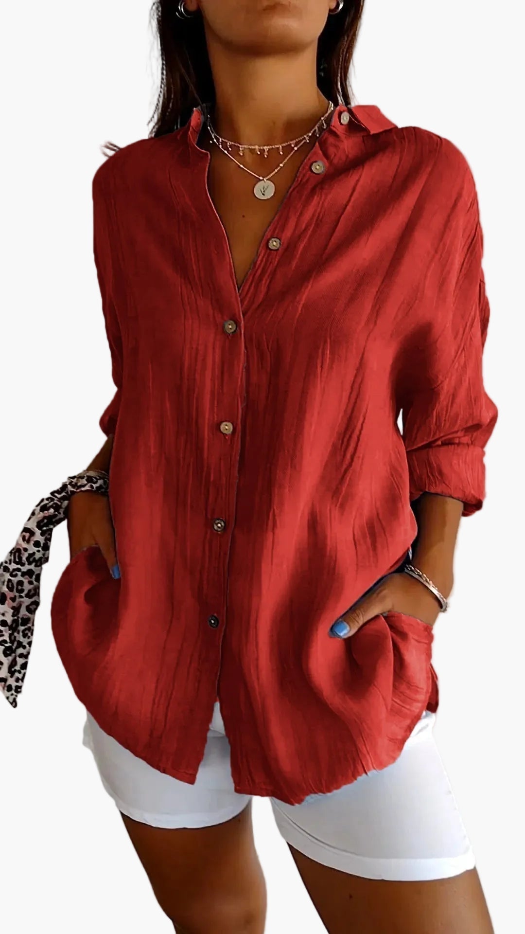Damen-Freizeitbluse im Oversize-Look mit praktischen Seitentaschen