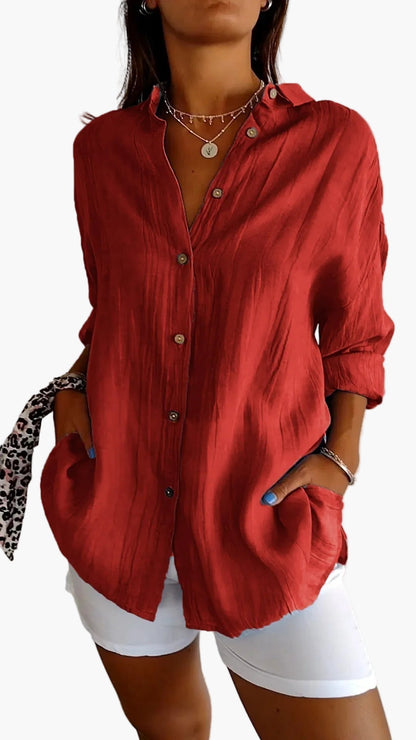 Damen-Freizeitbluse im Oversize-Look mit praktischen Seitentaschen
