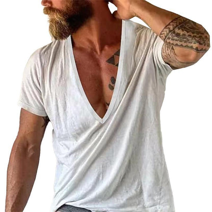 Herren Tief V-Ausschnitt Freizeit T-Shirt Kurzarm – Moderner Look für Alltag & Sommer