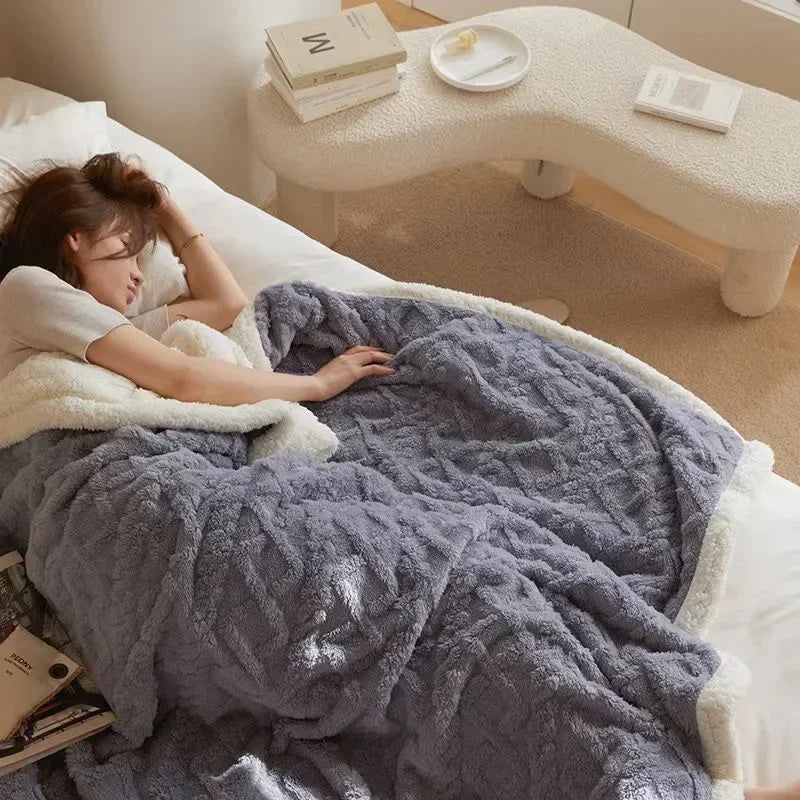 Kuschelige Winter Schlafdecke für Damen und Herren – Luxus Komfortdecke mit Lammwoll-Effekt, perfekt für Schlafzimmer & Sofa