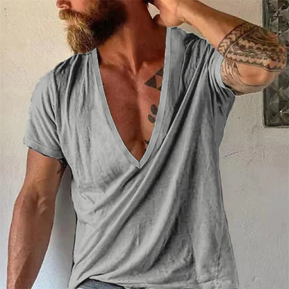 Herren Tief V-Ausschnitt Freizeit T-Shirt Kurzarm – Moderner Look für Alltag & Sommer