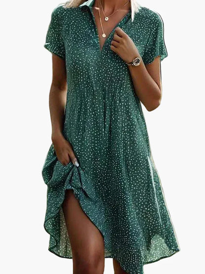 Damen Hemdblusenkleid Kurzarm Freizeitkleid Sommer Midi – Zeitloser Stil für Alltag & Büro