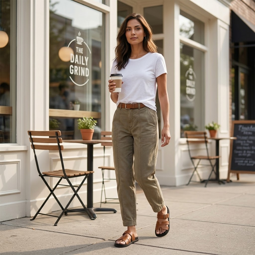 Damen Cargohose mit hoher Taille und Seitentaschen