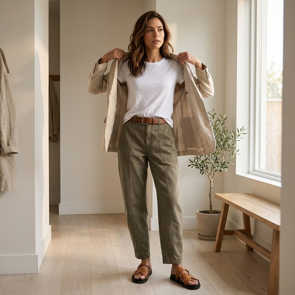 Damen Cargohose mit hoher Taille und Seitentaschen
