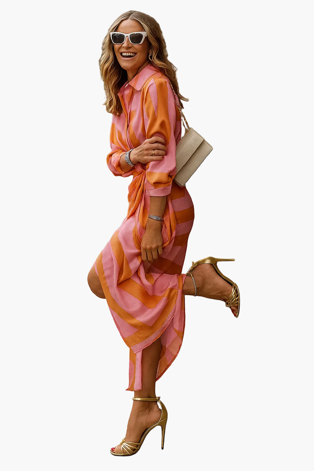 Damen Wickelkleid Elegant Modern Streifenmuster für Alltag und Events