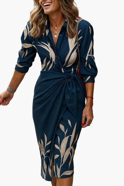 Damen Wickelkleid Elegant Modern Streifenmuster für Alltag und Events