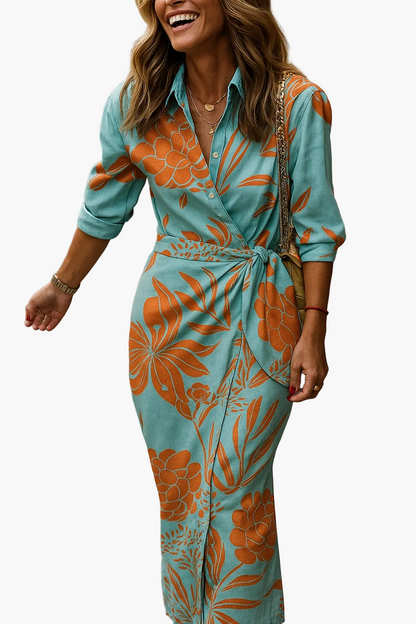 Damen Wickelkleid Elegant Modern Streifenmuster für Alltag und Events