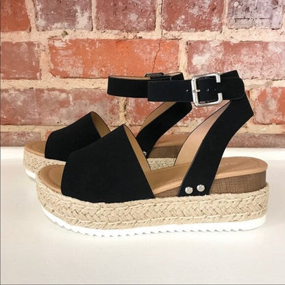 Damen Espadrille Plateau-Sandalen mit Knöchelriemen – Modische Sommerschuhe für Alltag und Urlaub